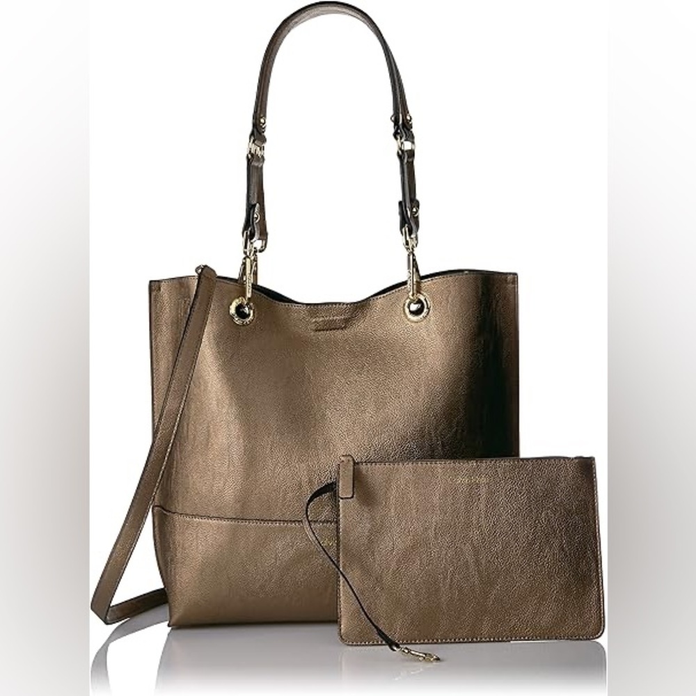 Calvin Klein Metallic Tote Bag With Matching Wristlet